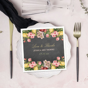 The Vintage Floral Chalkboard Wedding Collection Napkin
