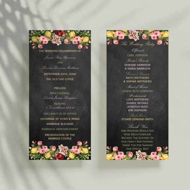The Vintage Floral Chalkboard Wedding Collection Programme (Creator Uploaded)