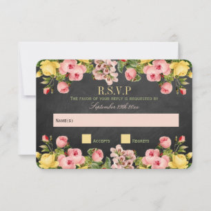The Vintage Floral Chalkboard Wedding Collection RSVP Card