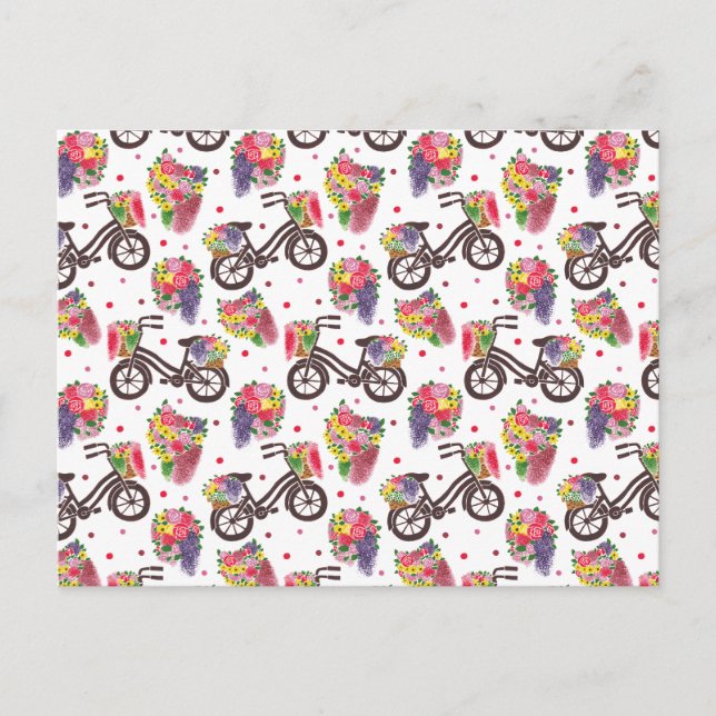 The Vintage Flowers Bike Pattern Postcard (Front)
