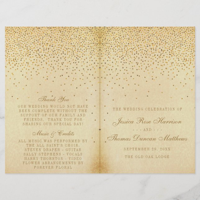 The Vintage Glam Gold Confetti Wedding Collection (Front)