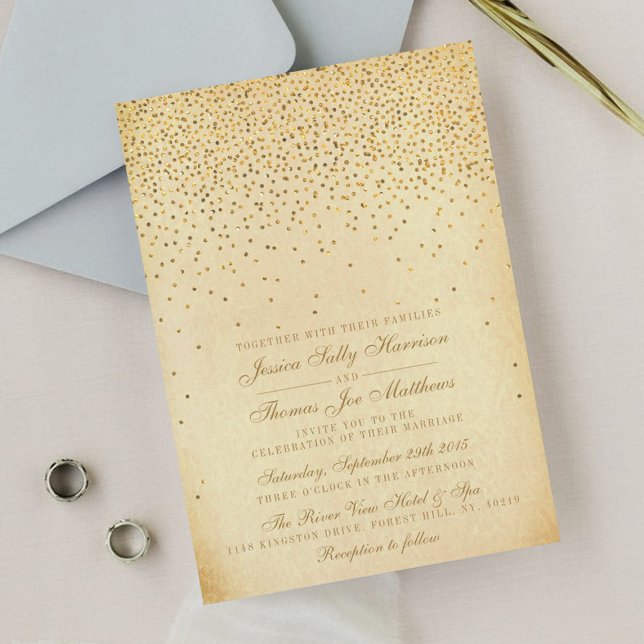 The Vintage Glam Gold Confetti Wedding Collection Invitation (Creator Uploaded)
