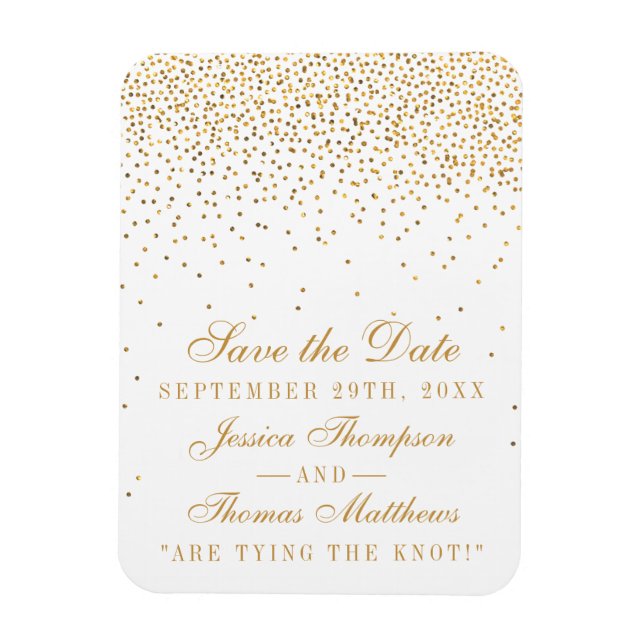 The Vintage Glam Gold Confetti Wedding Collection Magnet (Vertical)