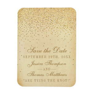 The Vintage Glam Gold Confetti Wedding Collection Magnet