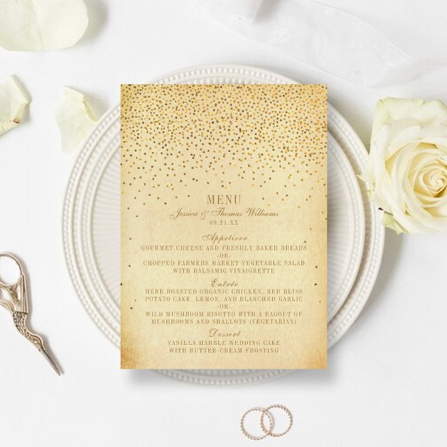 The Vintage Glam Gold Confetti Wedding Collection Menu (Creator Uploaded)