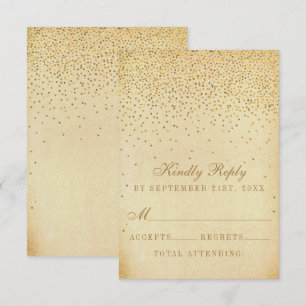 The Vintage Glam Gold Confetti Wedding Collection RSVP Card
