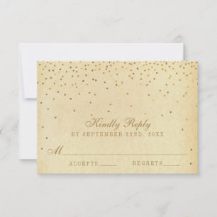 The Vintage Glam Gold Confetti Wedding Collection RSVP Card