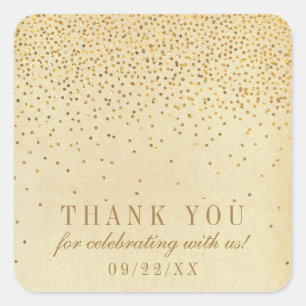 The Vintage Glam Gold Confetti Wedding Collection Square Sticker