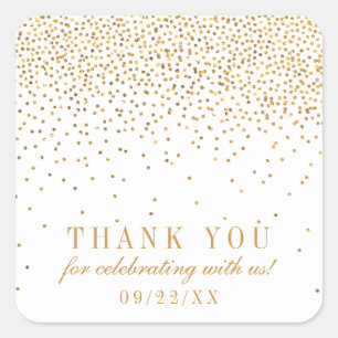 The Vintage Glam Gold Confetti Wedding Collection Square Sticker