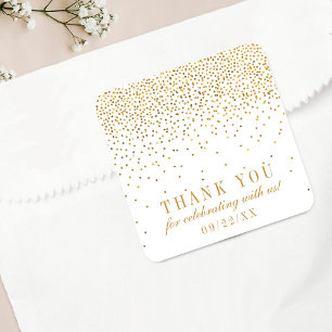 The Vintage Glam Gold Confetti Wedding Collection Square Sticker