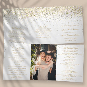 The Vintage Glam Gold Confetti Wedding Collection Tri-Fold Programme