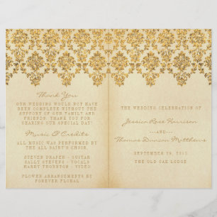 The Vintage Glam Gold Damask Wedding Collection
