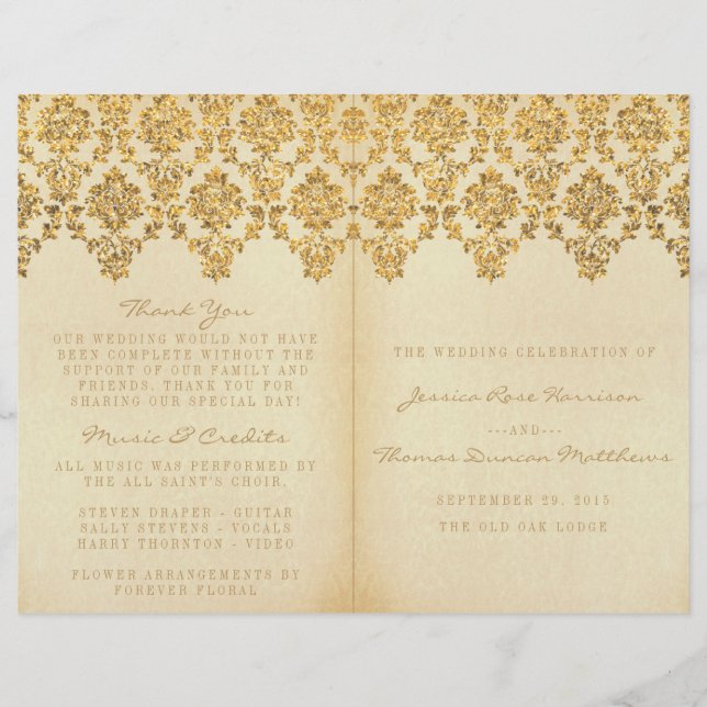 The Vintage Glam Gold Damask Wedding Collection (Front)