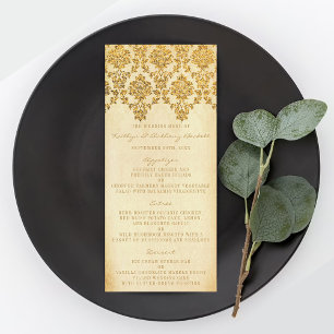 The Vintage Glam Gold Damask Wedding Collection Menu