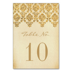 The Vintage Glam Gold Damask Wedding Collection Table Number