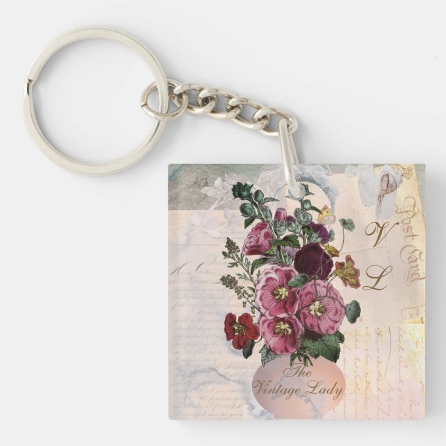 The Vintage Lady Vase + Monogram Key Ring (Front)