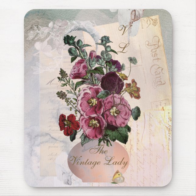 The Vintage Lady Vase + Monogram Mouse Mat (Front)