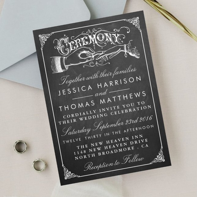 The Vintage Marriage Chalkboard Wedding Collection Invitation (Creator Uploaded)