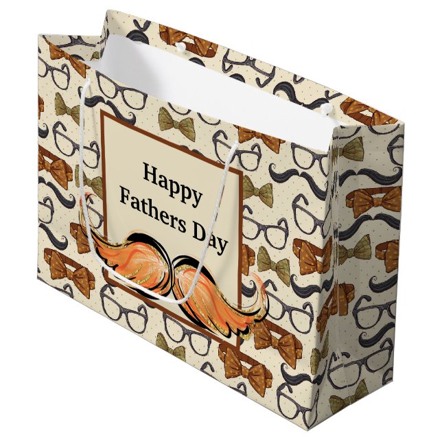The Vintage Moustache Large Gift Bag (Front Angled)