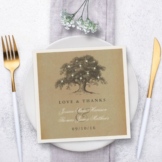 The Vintage Old Oak Tree Wedding Collection Napkin (Creator Uploaded)