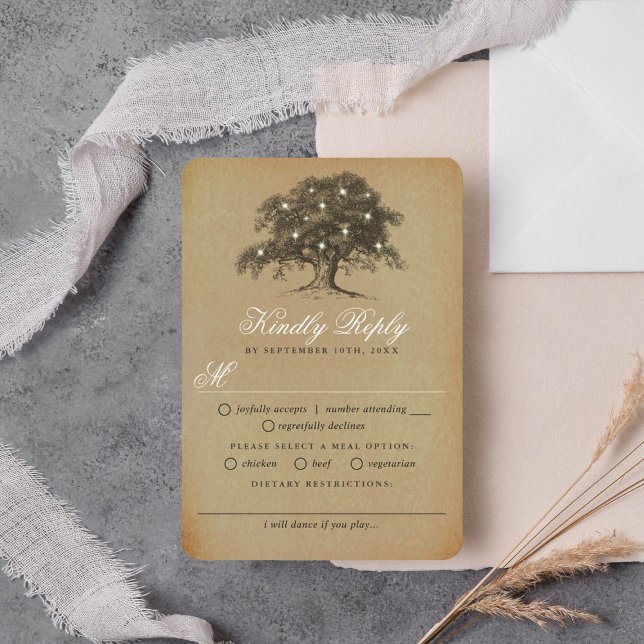 The Vintage Old Oak Tree Wedding Collection RSVP Card (Creator Uploaded)