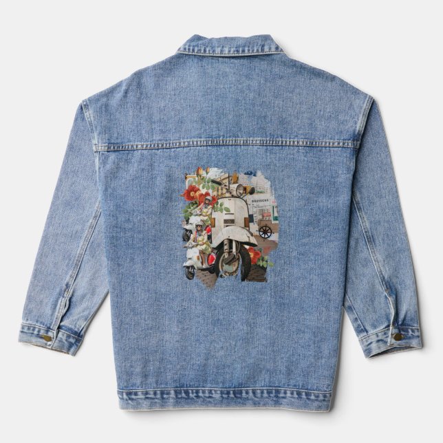 The Vintage Scooter Collage Denim Jacket (Back)