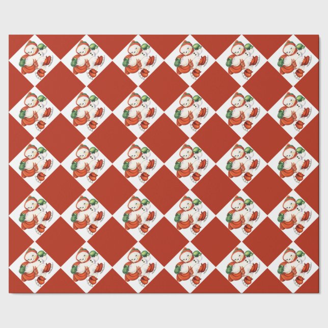 The Vintage Snowman Christmas Wrapping Paper (Seam)