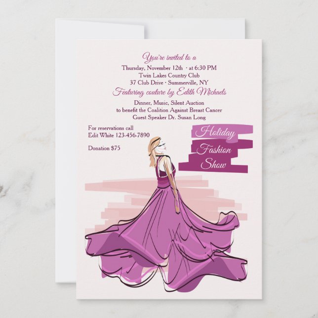 The Violet Gown Fashion Show Invitation (Front)