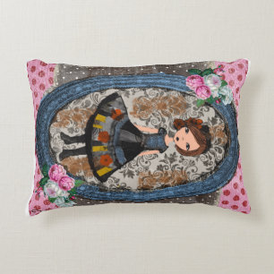 The Violet Paper Doll: A Tale of Plum & Petals Decorative Cushion
