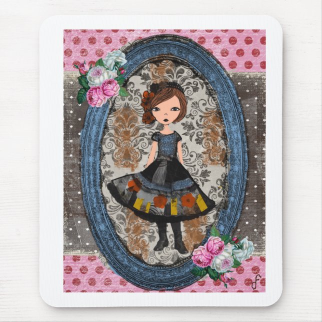 The Violet Paper Doll: A Tale of Plum & Petals Mouse Mat (Front)
