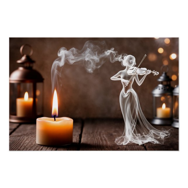 The violinist from smoke - mystical art in candles poster (Front)
