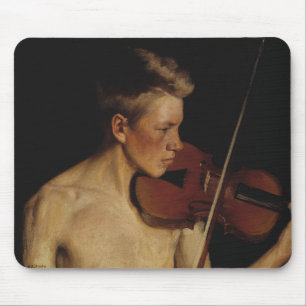 The Violinist (Male Musician) (by Pekka Halonen) Mouse Mat