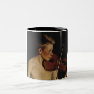 The Violinist (Male Musician) (by Pekka Halonen) Two-Tone Coffee Mug