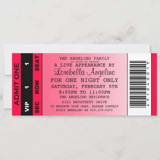 The VIP Ticket Birthday Invitation (Hot Pink)