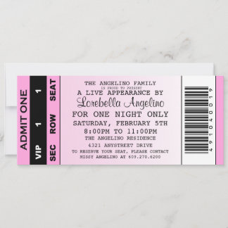 The VIP Ticket Birthday Invitation (Light Pink)