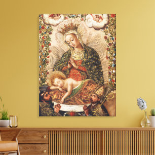 The Virgin Adoring the Christ Child at Christmas Canvas Print