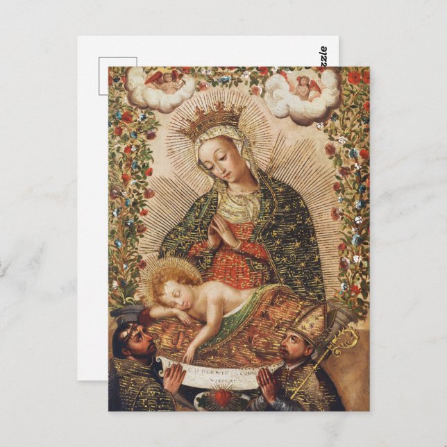 The Virgin Adoring the Christ Child at Christmas Postcard (Front/Back)