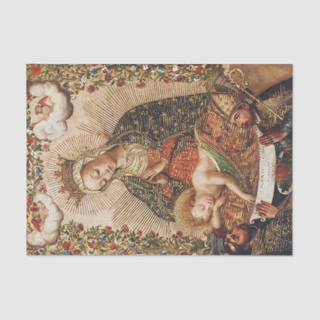 The Virgin Adoring the Christ Child at Christmas Tissue Paper (Front)