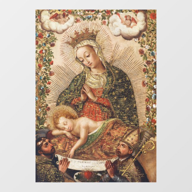 The Virgin Adoring the Christ Child at Christmas Window Cling (Sheet)