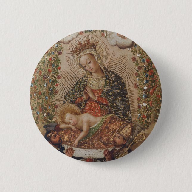 The Virgin Adoring the Christ Child Christmas 6 Cm Round Badge (Front)
