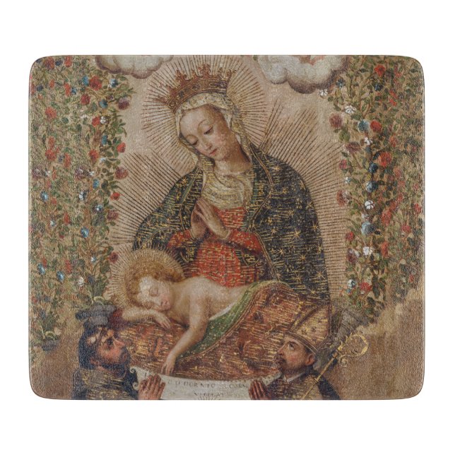 The Virgin Adoring the Christ Child Christmas Cutting Board (Front)