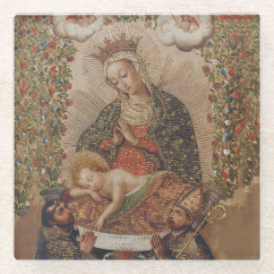 The Virgin Adoring the Christ Child Christmas Glass Coaster