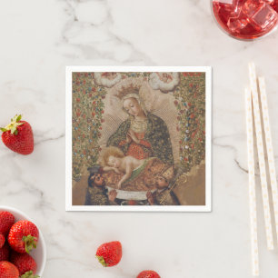 The Virgin Adoring the Christ Child Christmas Napkin