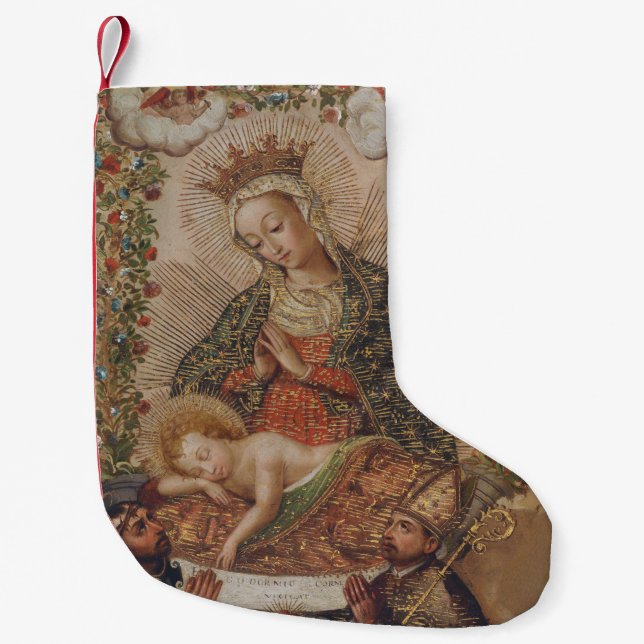 The Virgin Adoring the Christ Child Christmas Small Christmas Stocking (Front)