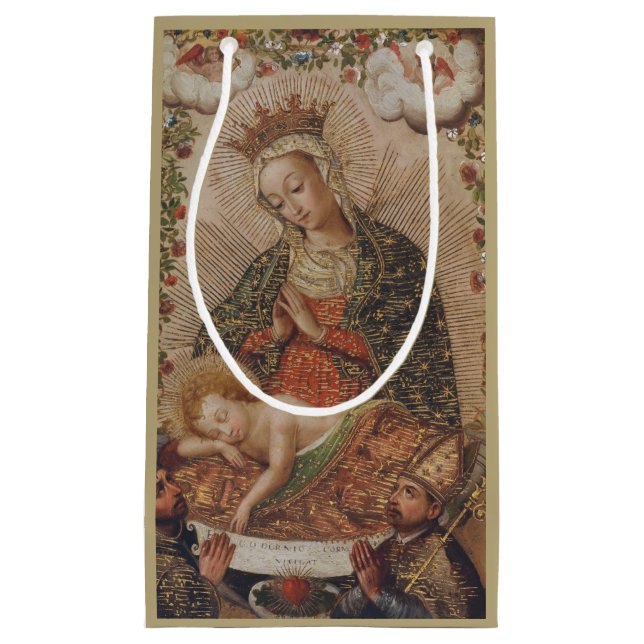 The Virgin Adoring the Christ Child Christmas Small Gift Bag (Front)