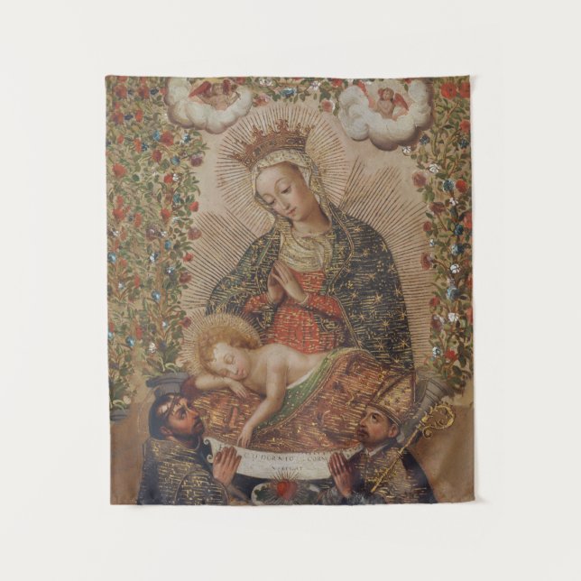The Virgin Adoring the Christ Child Christmas Tapestry (Front)