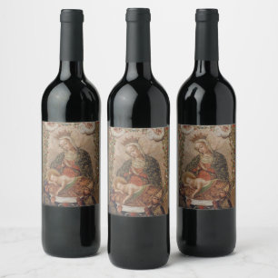 The Virgin Adoring the Christ Child Christmas Wine Label