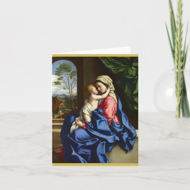 The Virgin and Child Embracing by Sassoferrato Hol Holiday Card (Front)