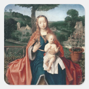 The Virgin and Child in a Landscape Square Sticker