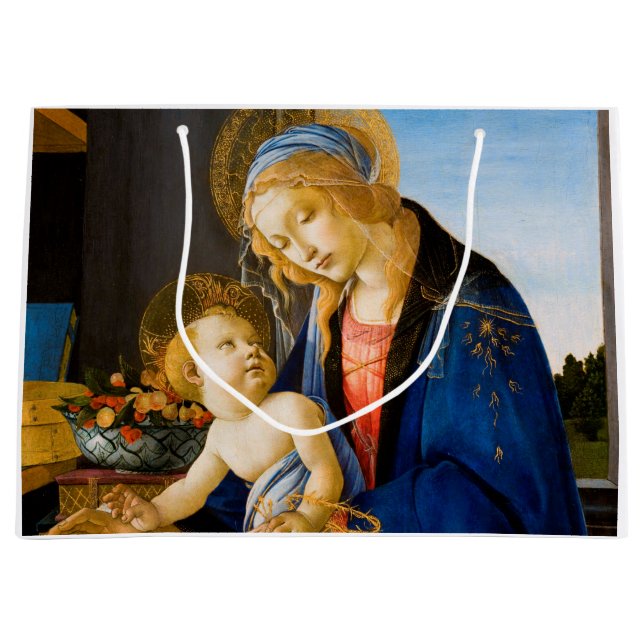 The Virgin and Child, Sandro Botticelli Large Gift Bag (Front)